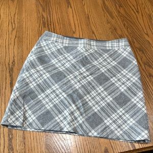 Talbots wool skirt, gray and ivory plaid